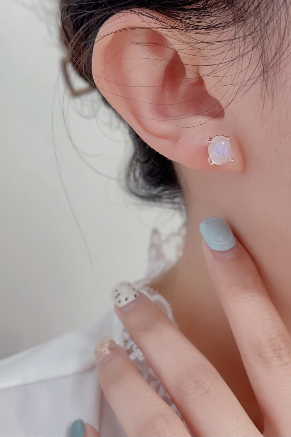Natural Moonstone Stud Earrings
