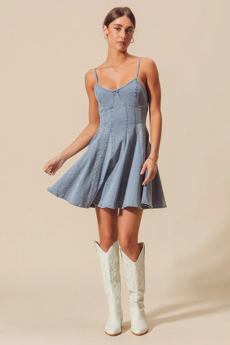 Fit and Flare Denim Mini Dress