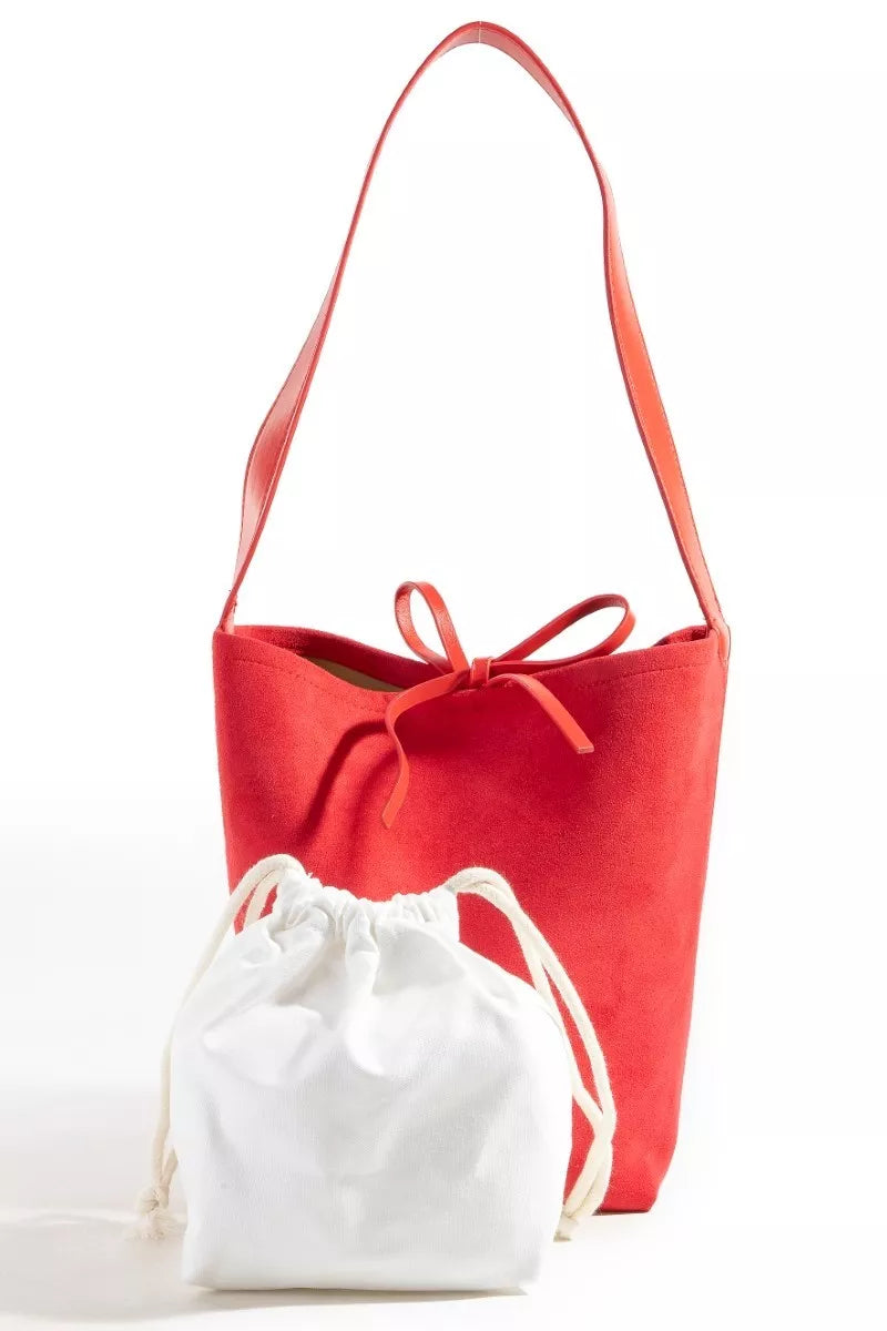 Faux Suede Bucket Bag