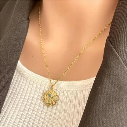 18K Gold-Plated Coin Pendant Necklace - Back View