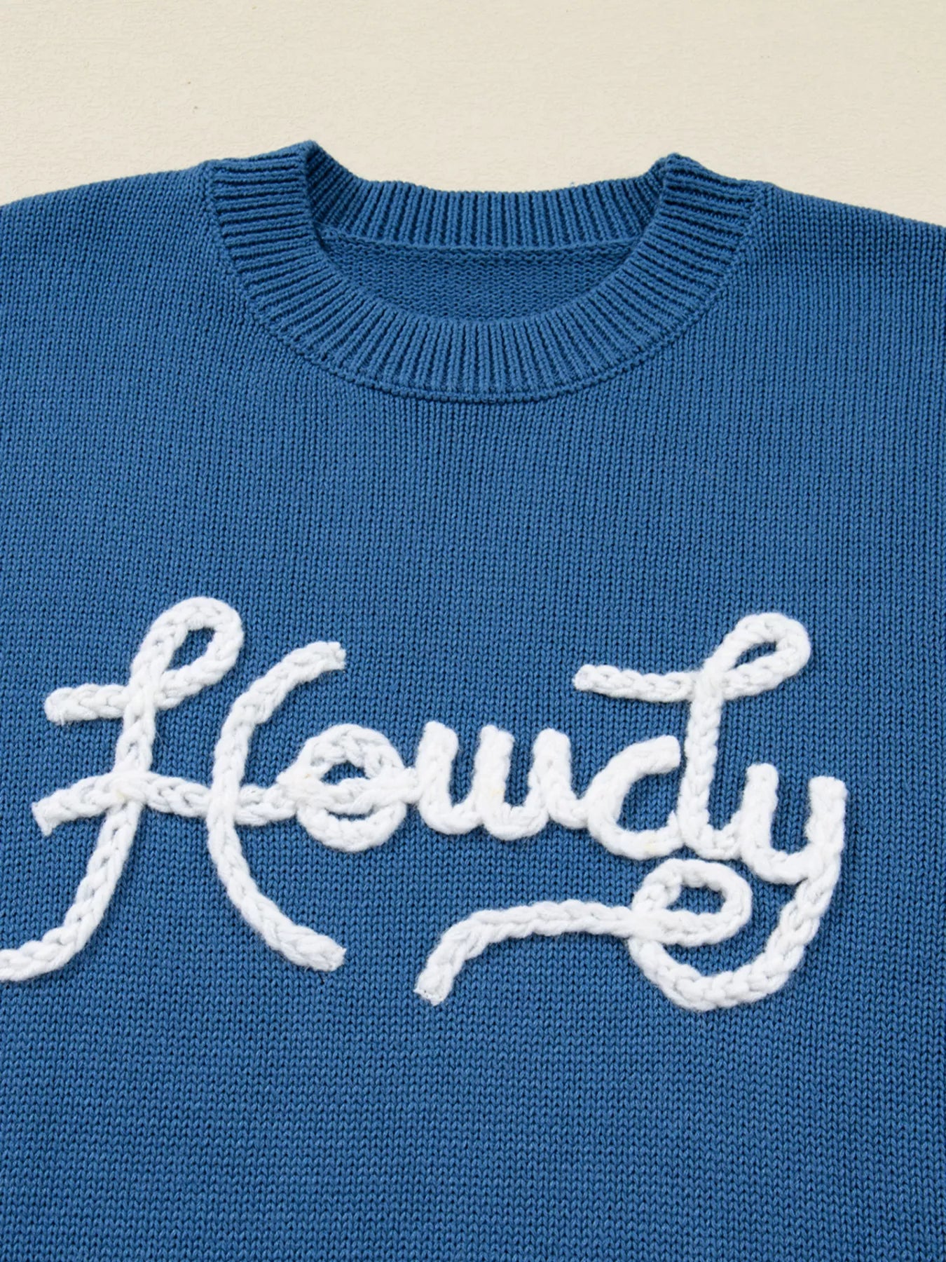 Howdy Embroidered Round Neck Sweater - Detail View 6