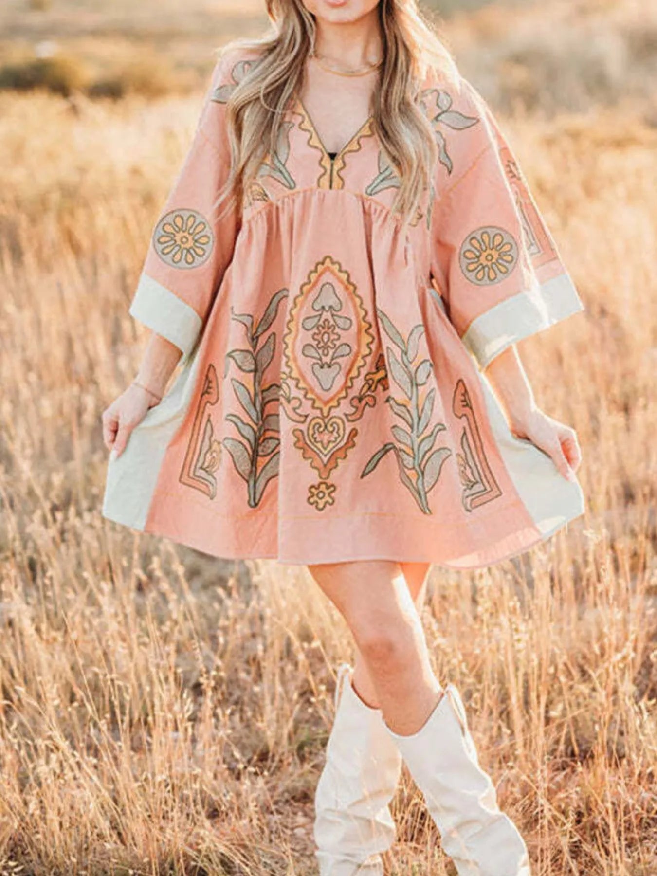Boho Kimono Mini Dress