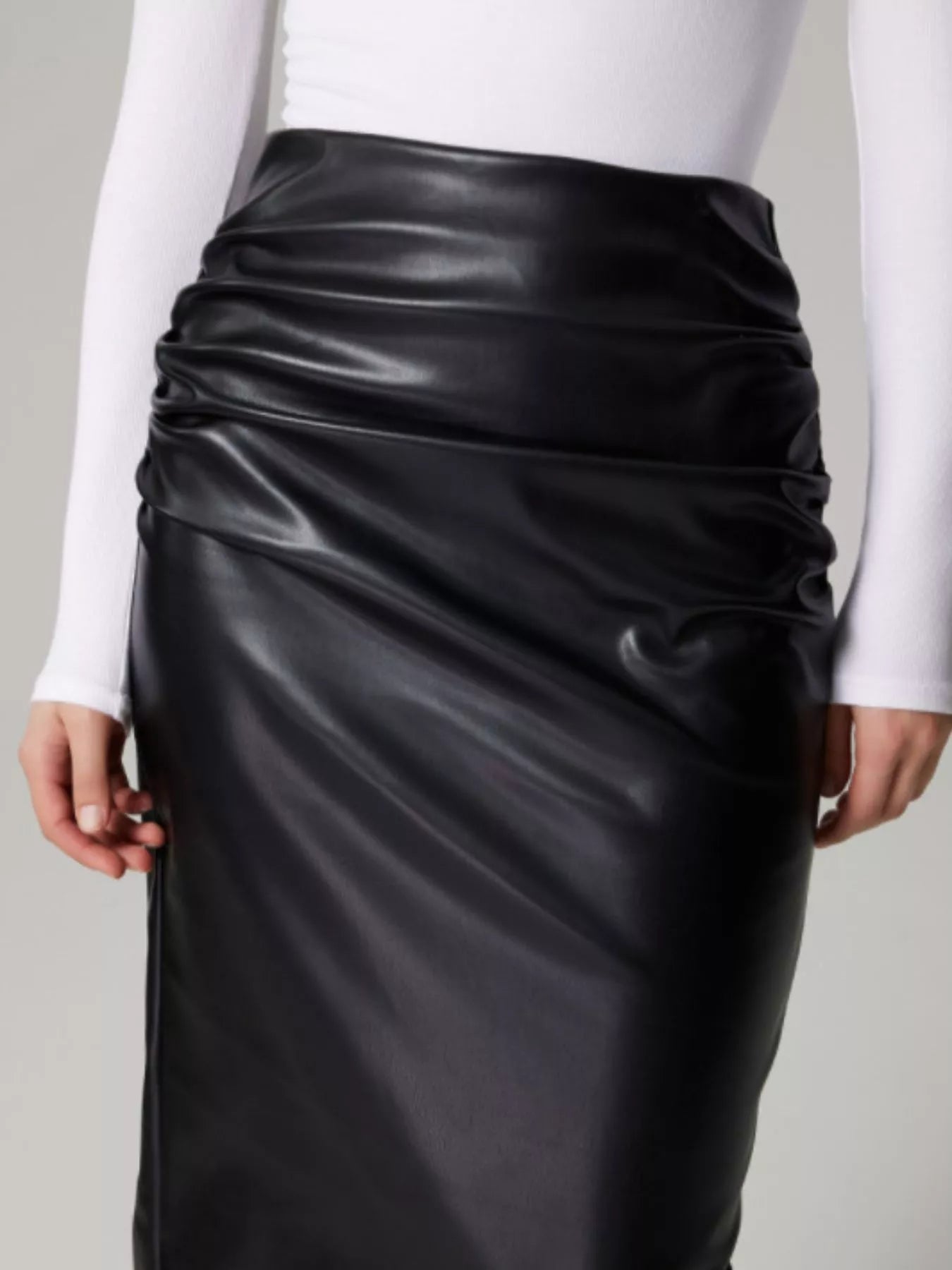 High-waisted Vegan Leather Skirt