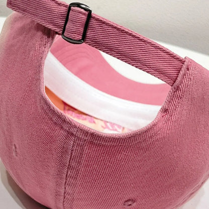 Close-up of adjustable strap on pink Living the Dream Gradient Denim Baseball Cap, offering a customizable fit for all-day comfort.