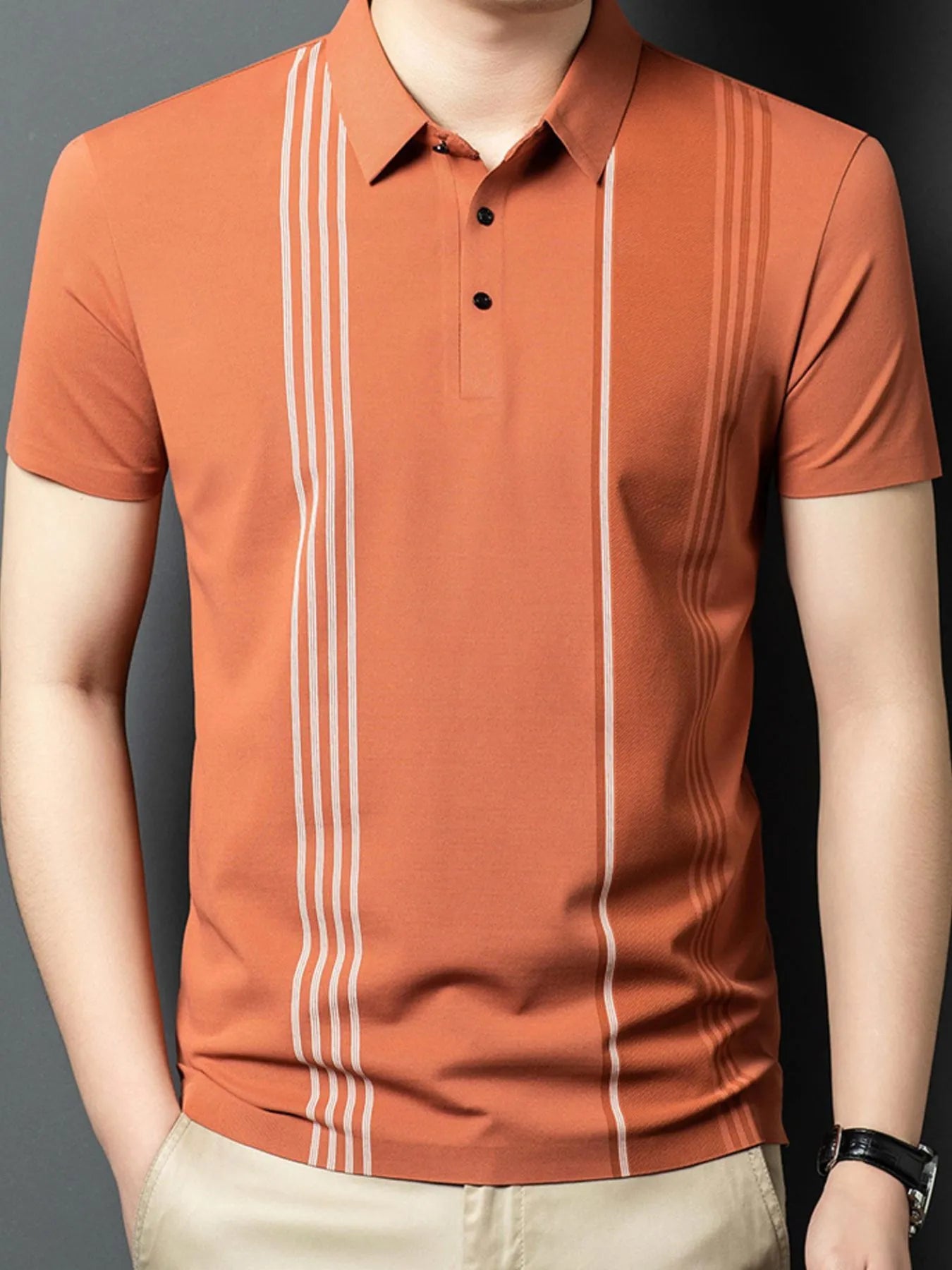 Men's Contrast Stripe Short Sleeve Polo