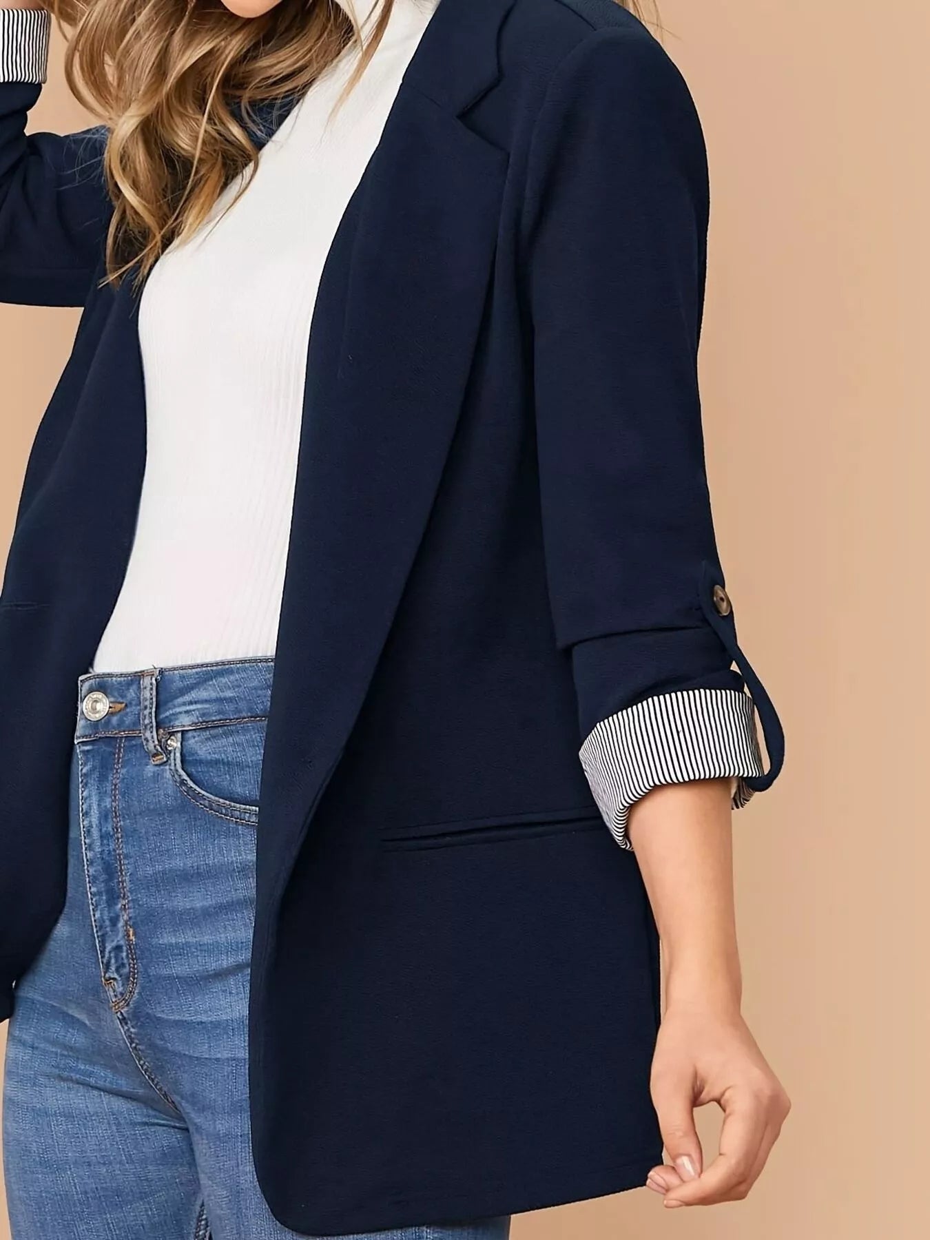 Modern Rolled Sleeve Blazer