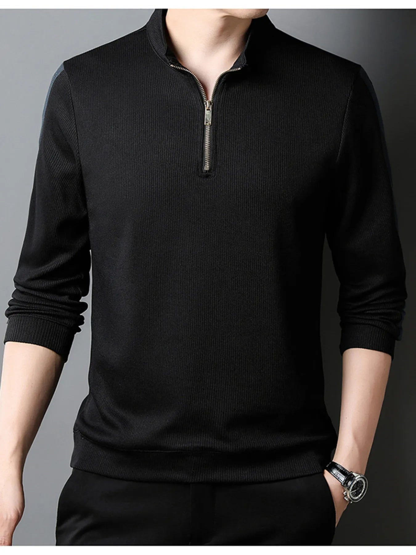 Men's Quarter Zip Long Sleeve Polo