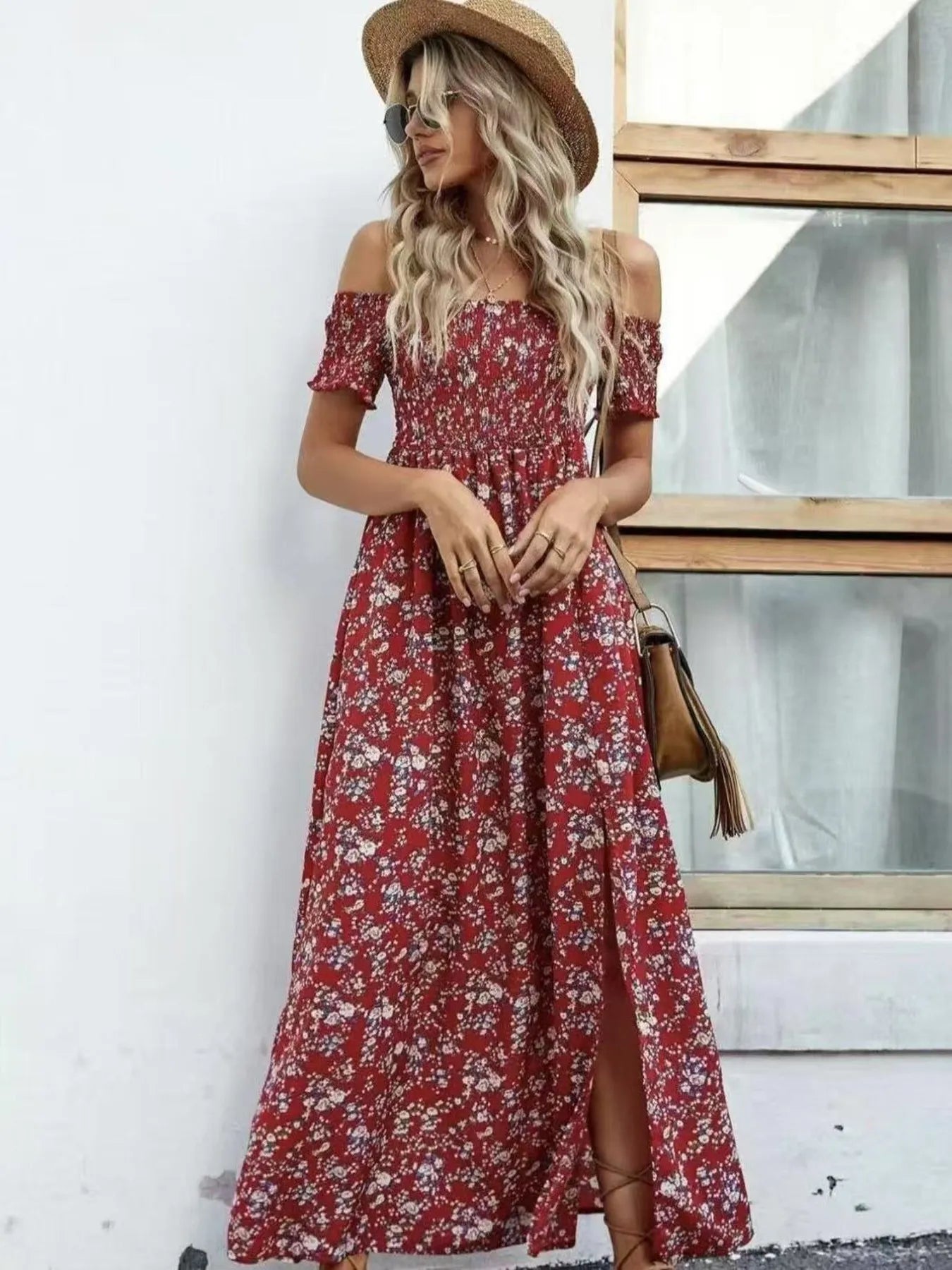 Off-Shoulder Floral Maxi Dress