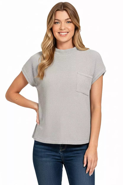 Chenille Waffle Short Sleeve Sweater - Side View