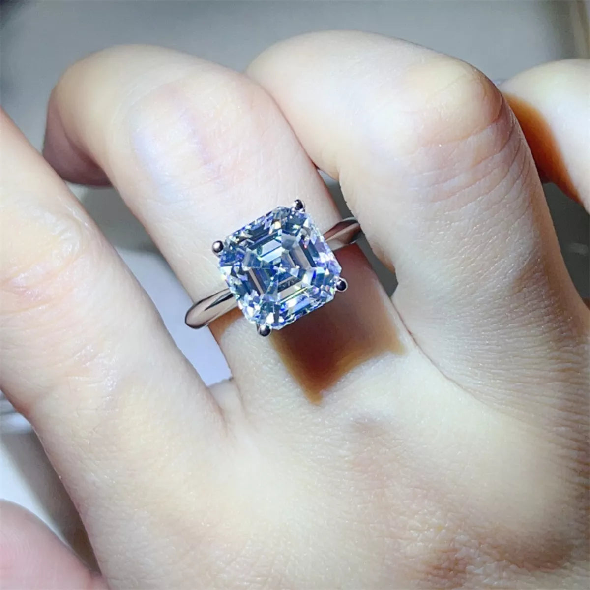 5 Carat Moissanite Asscher-Cut Solitaire Ring