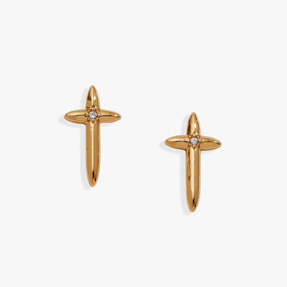 4:13 Cross Stud Earrings - Alex and Ani - Front View