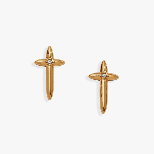 4:13 Cross Stud Earrings - Alex and Ani - Front View