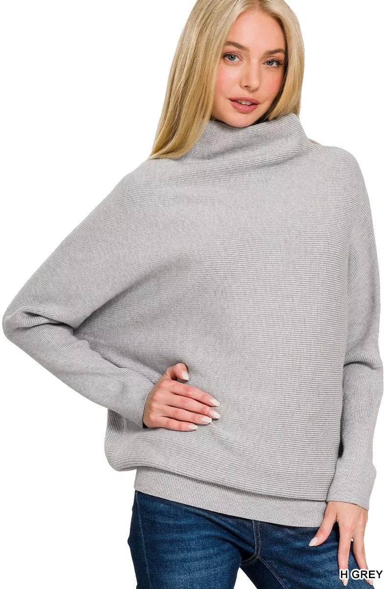 Dolman Sleeve Mock Neck Sweater