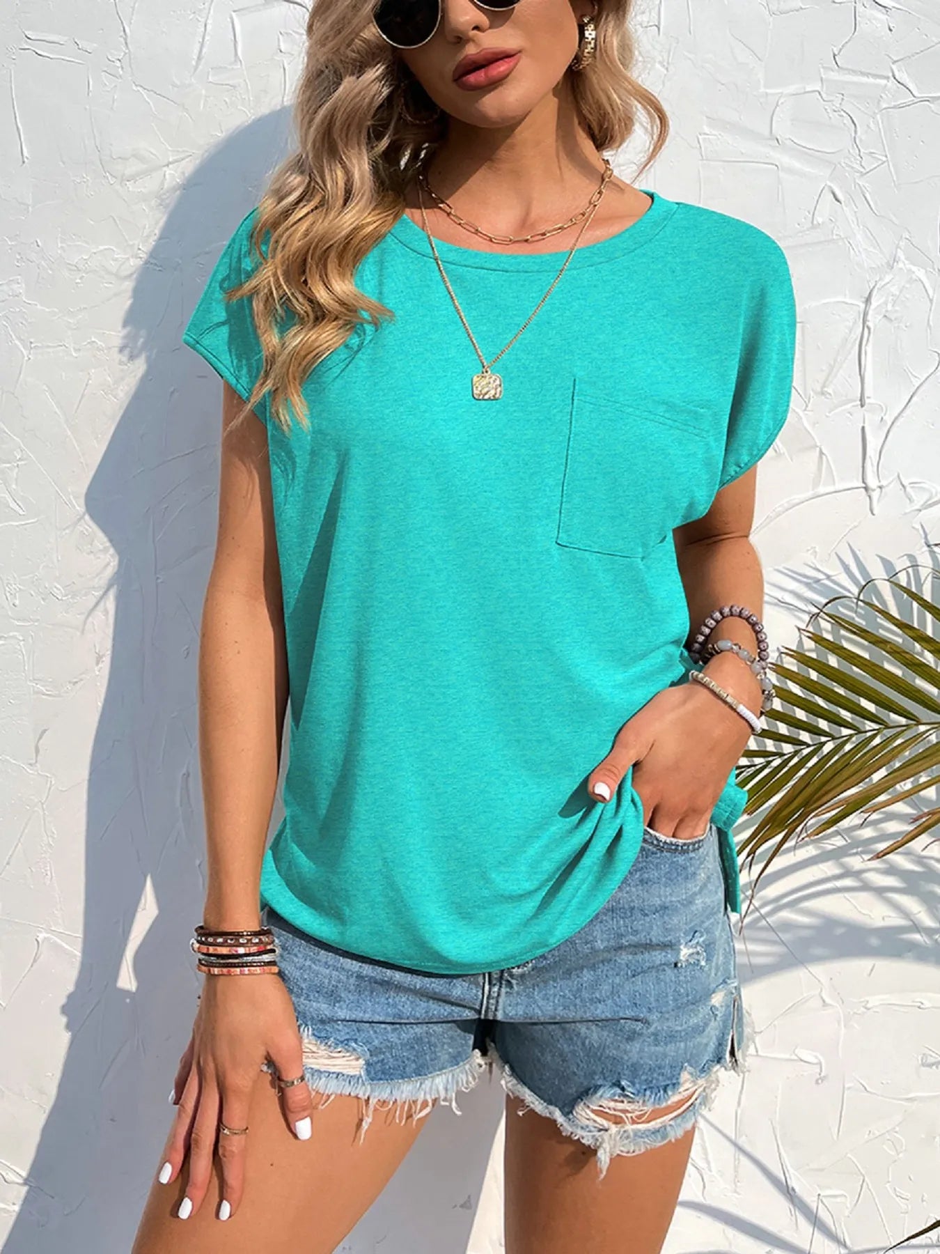 Women's Side Slit Round Neck T-Shirt