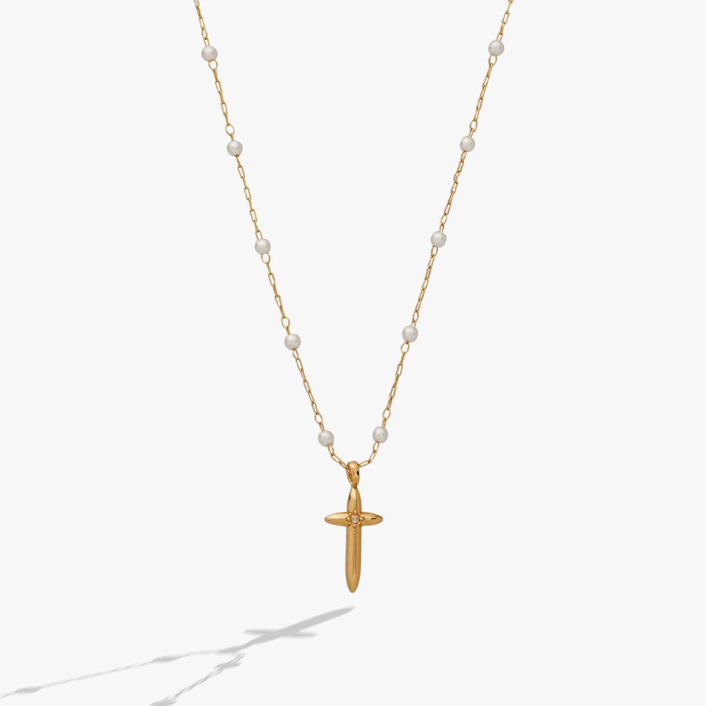 Cross 4:13 Pearl Rosary Chain Pendant Necklace - Alex and Ani