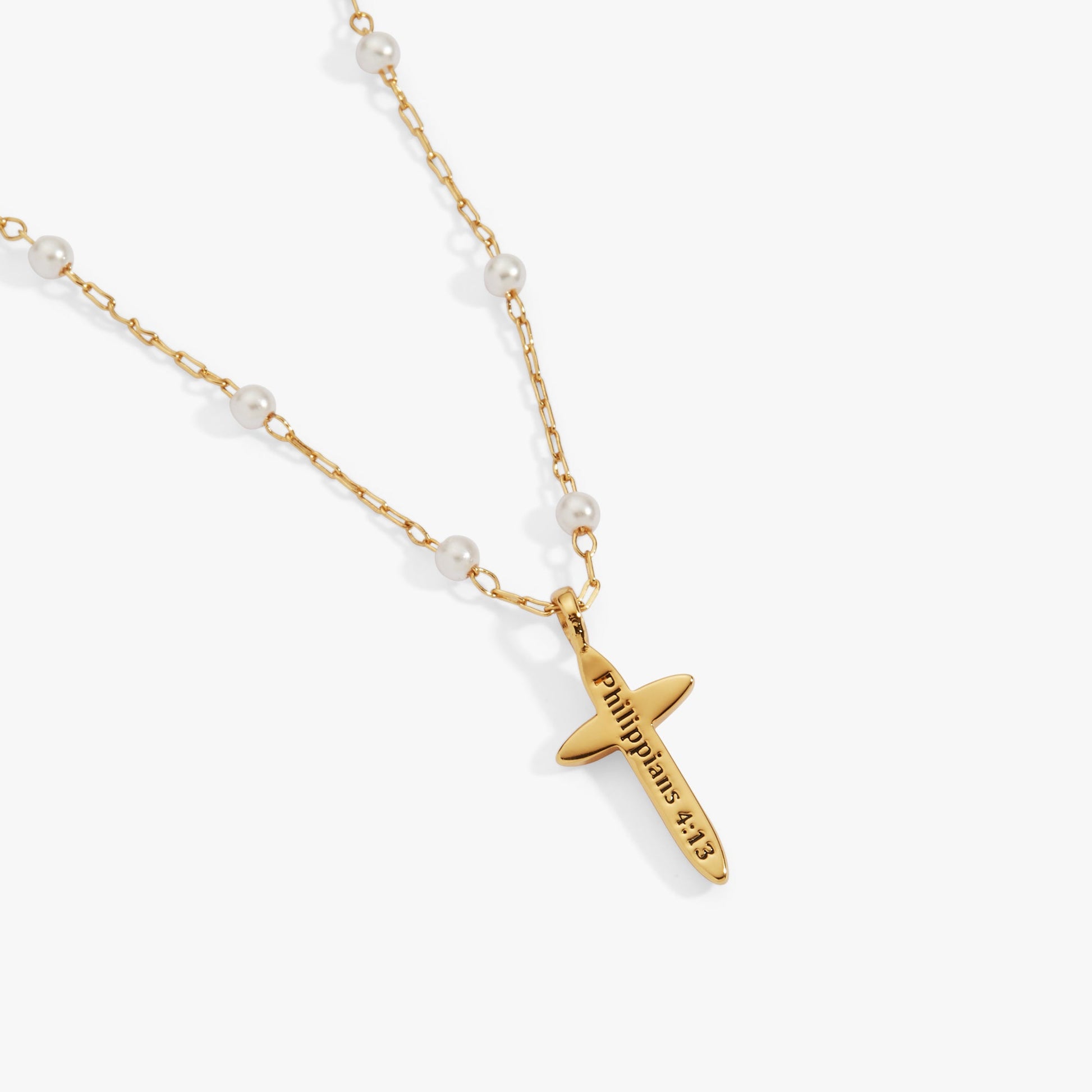 Cross 4:13 Pearl Rosary Chain Pendant Necklace - Alex and Ani - Detail View 4