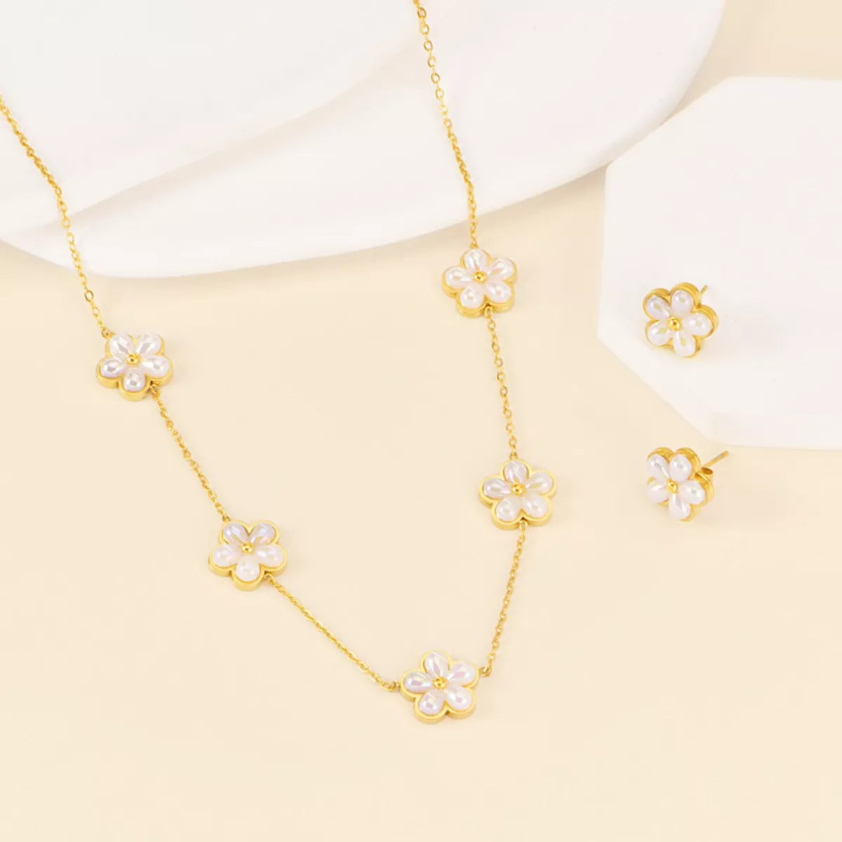 18K Gold-Plated Flower Jewelry Set