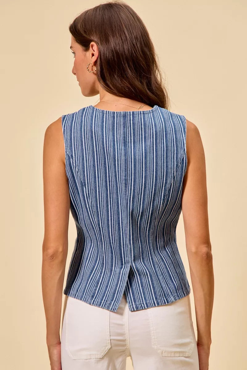 Stripe Slim Fit Denim Vest Top