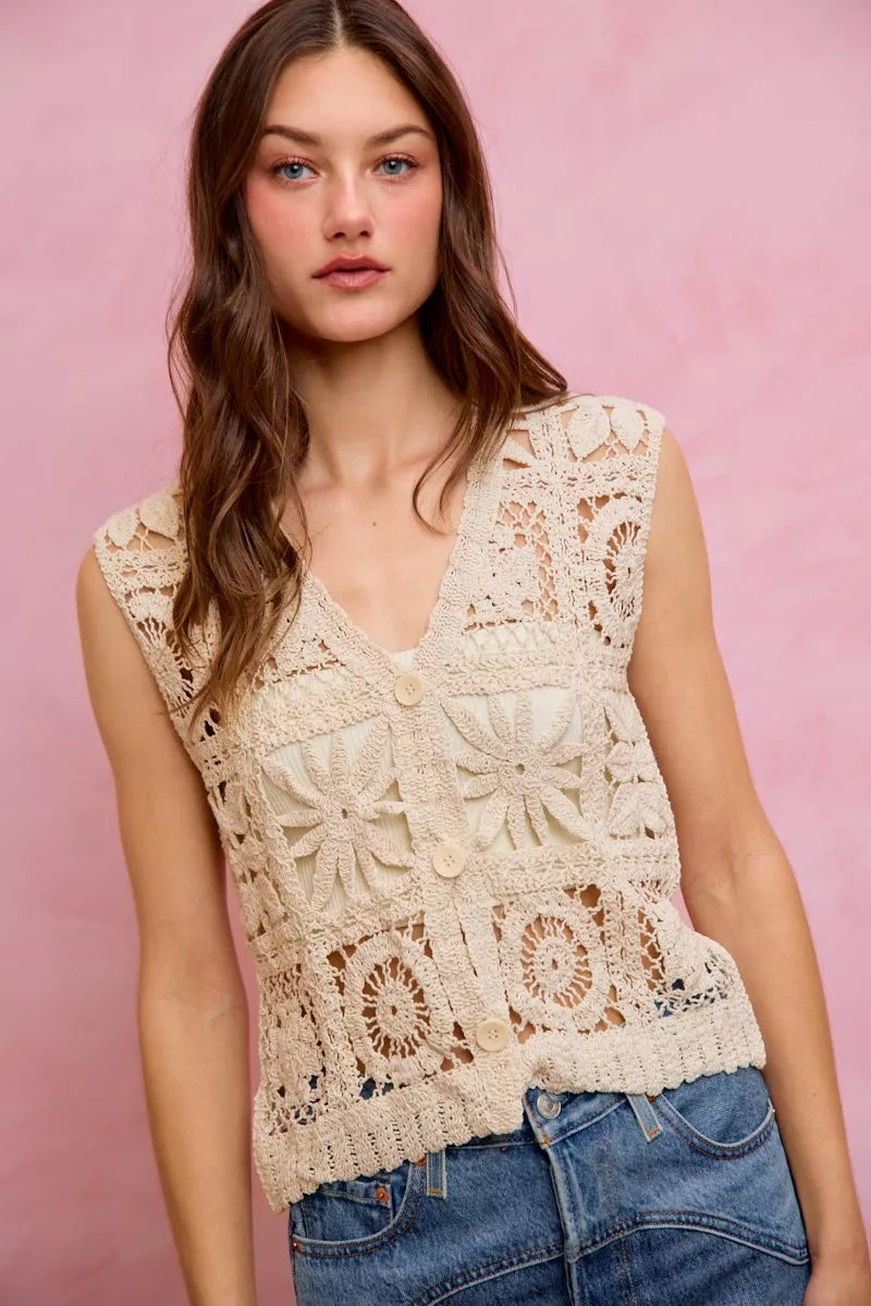 Summer Crochet Sleeveless Vest Top