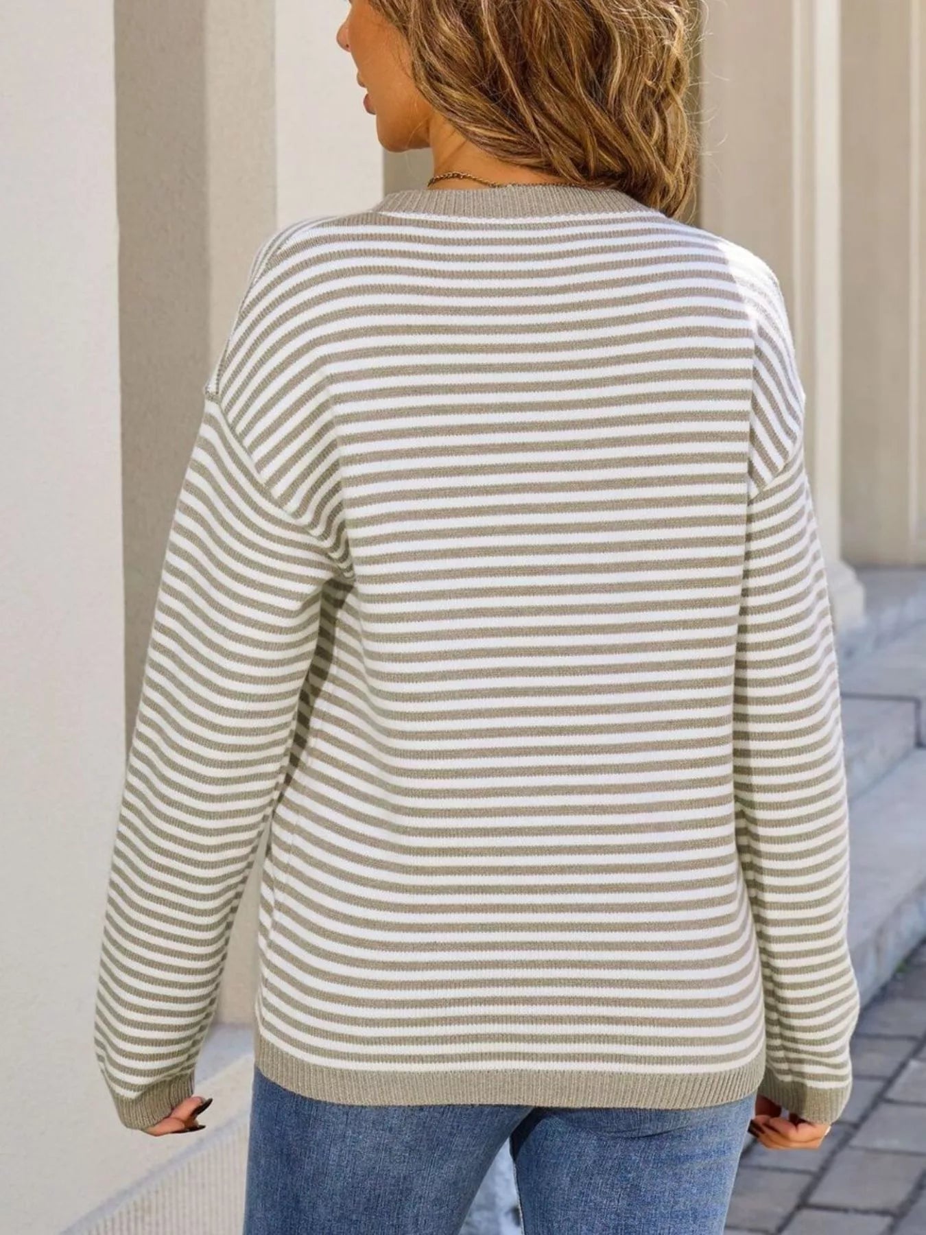 Striped Round Neck Sweater - Detail View 9