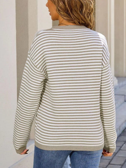 Striped Round Neck Sweater - Detail View 9