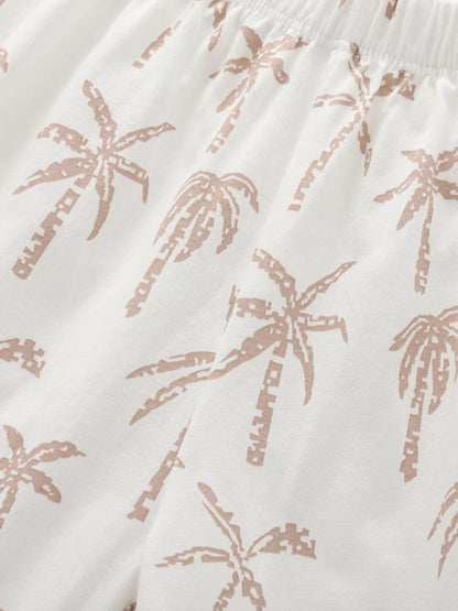 Tropical Palm Print Tee and Shorts Set - Detail View 4