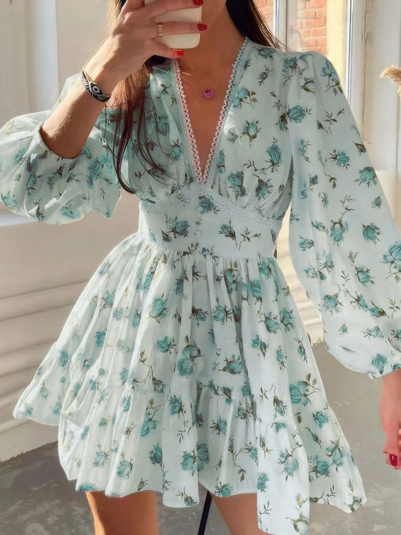 Flirty Floral Print Mini Dress