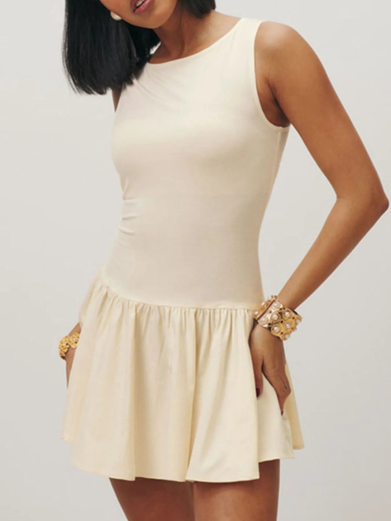 Solid Style Mini Tank Dress