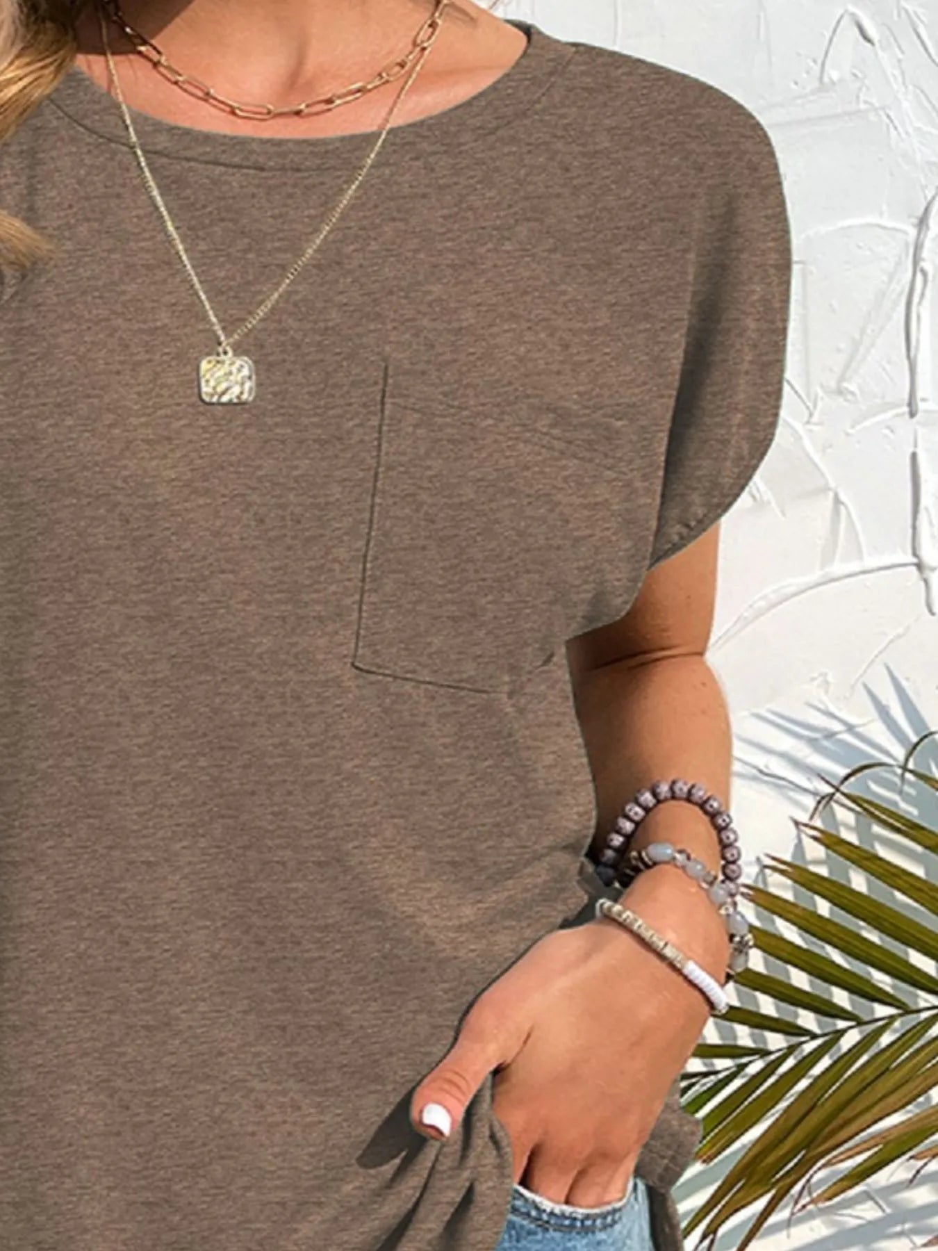Women's Side Slit Round Neck T-Shirt