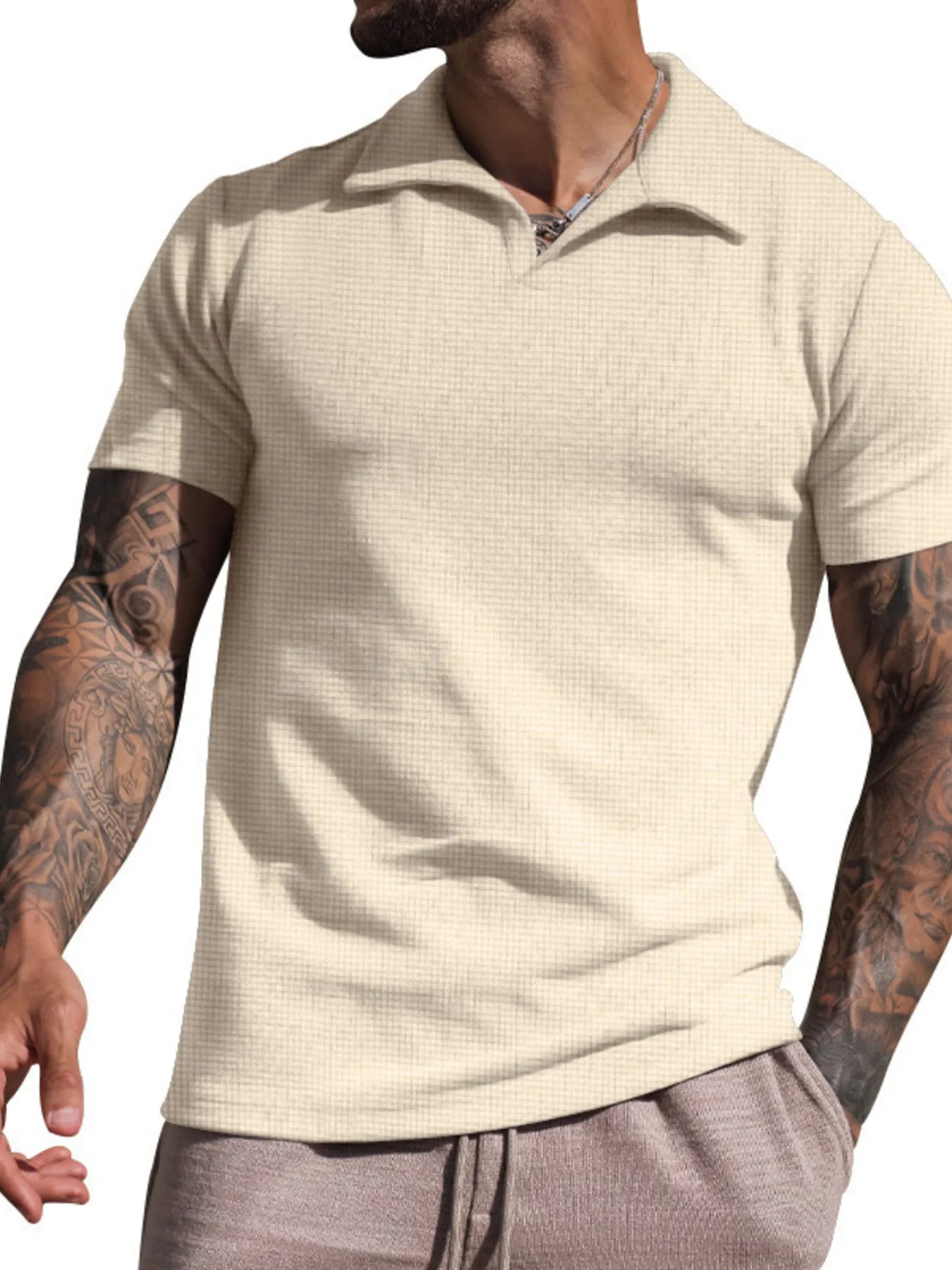 Men's Ribbed Short Sleeve Polo Shirt