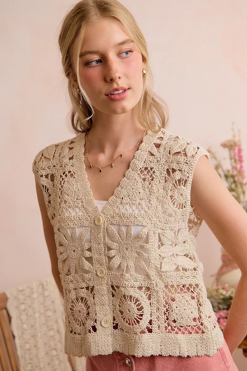 Summer Crochet Sleeveless Vest Top