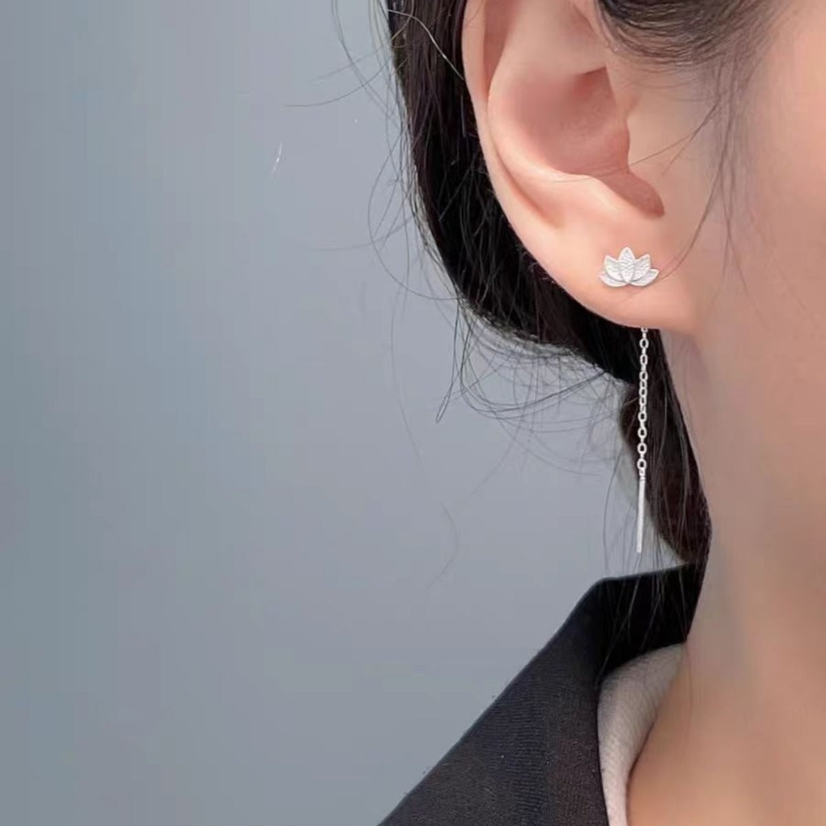 Threaded Lotus Drop Earrings