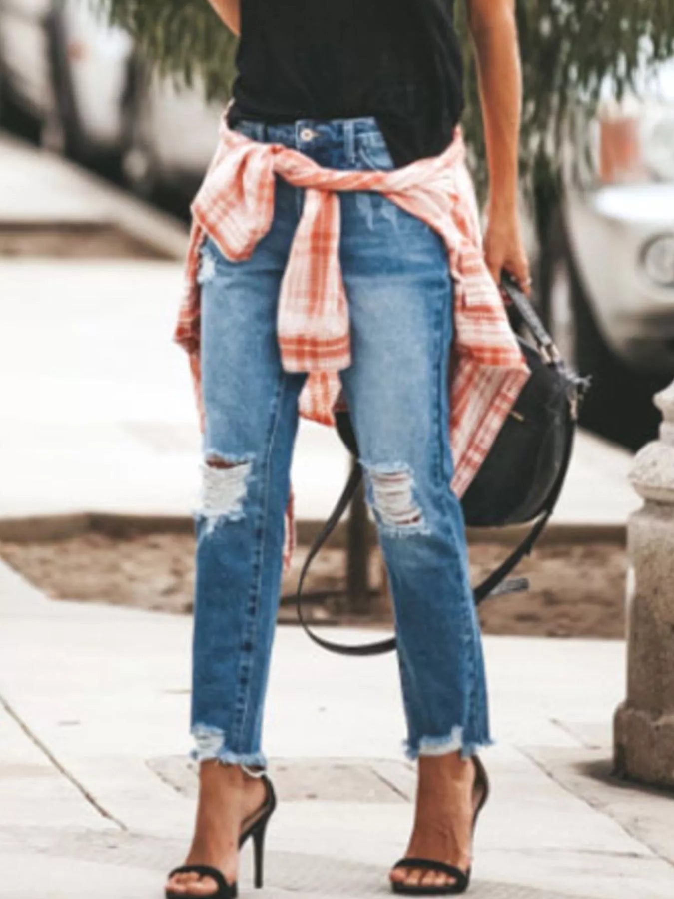 Distressed Wash Jeans