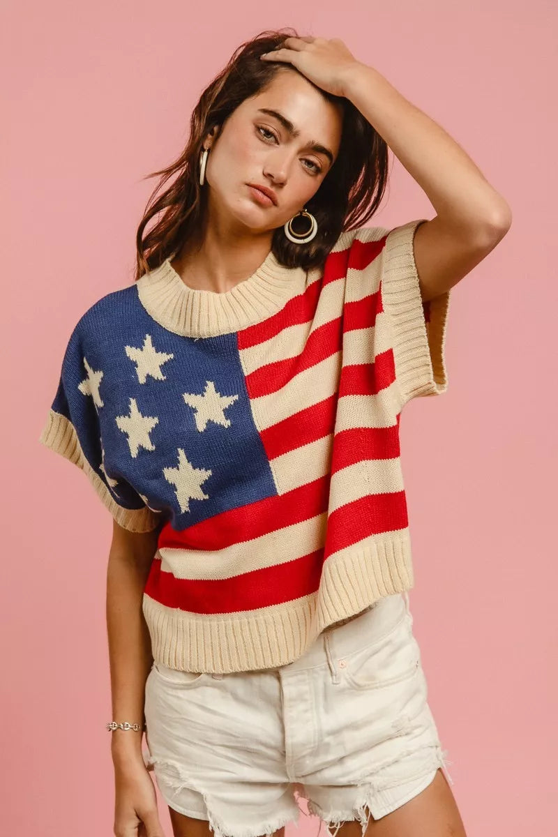 American Flag Sleeveless Sweater