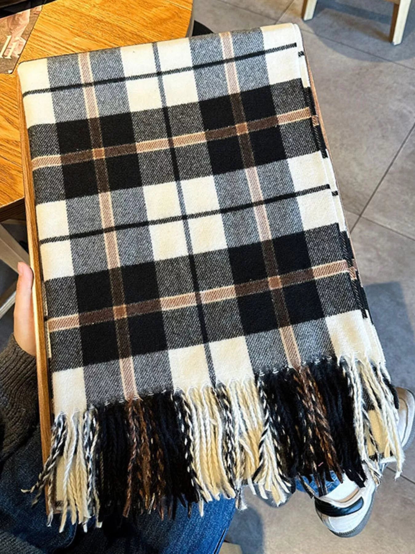 Classic Plaid Fringe Scarf