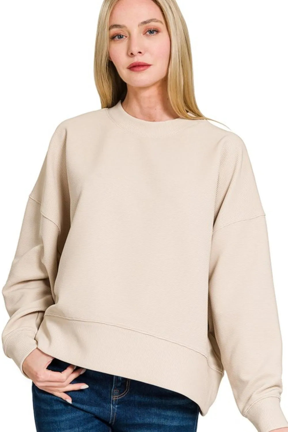 Women's Ribbed Balloon Sleeve Sweater