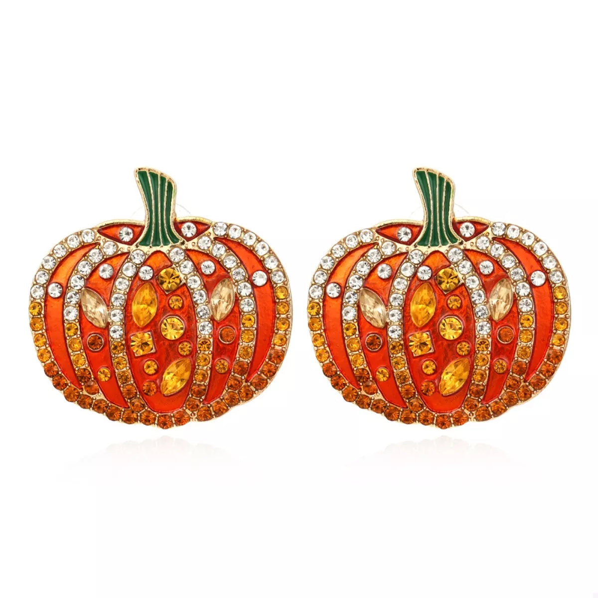 Pumpkin Rhinestone Stud Earrings