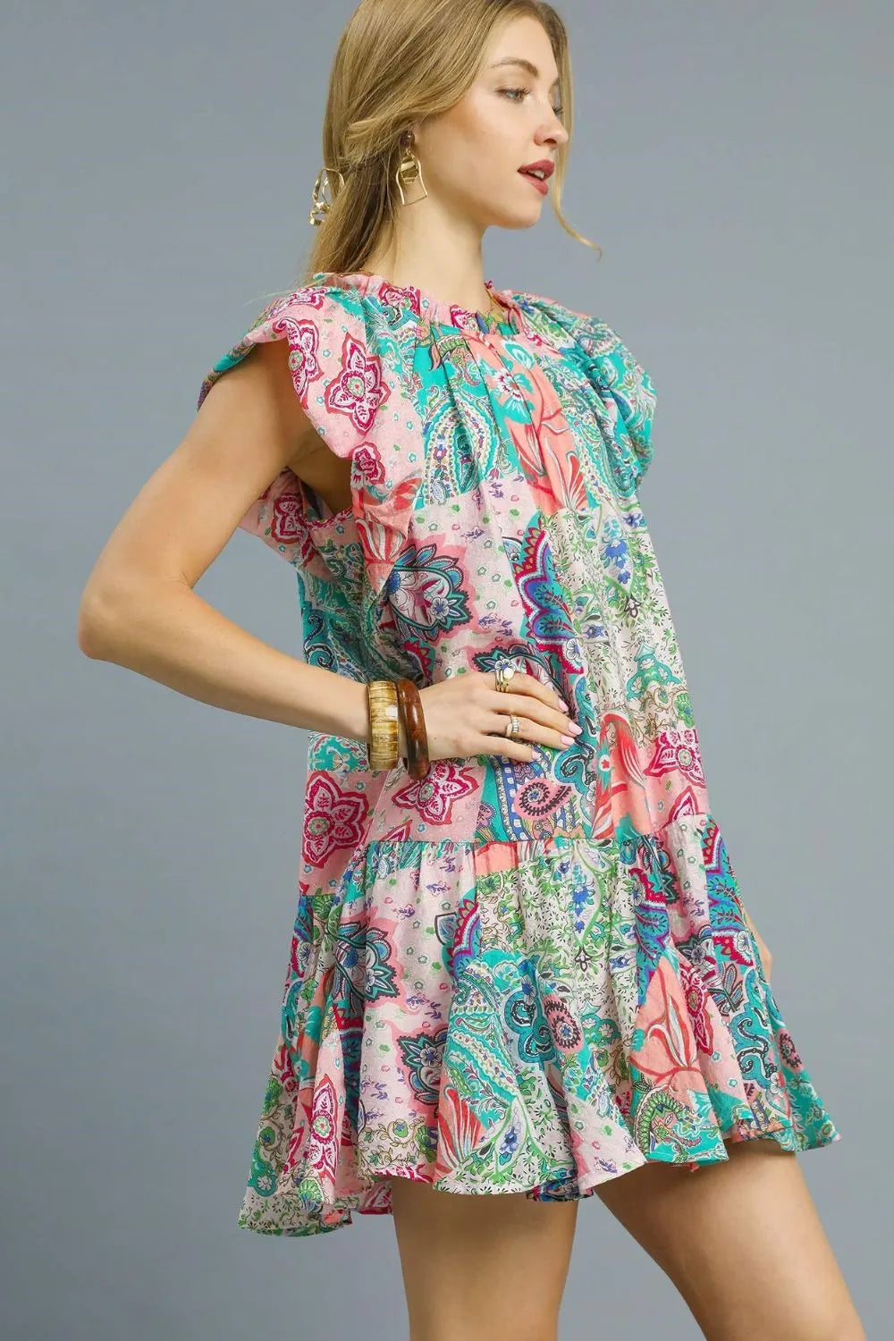 Paisley Print Mini Dress