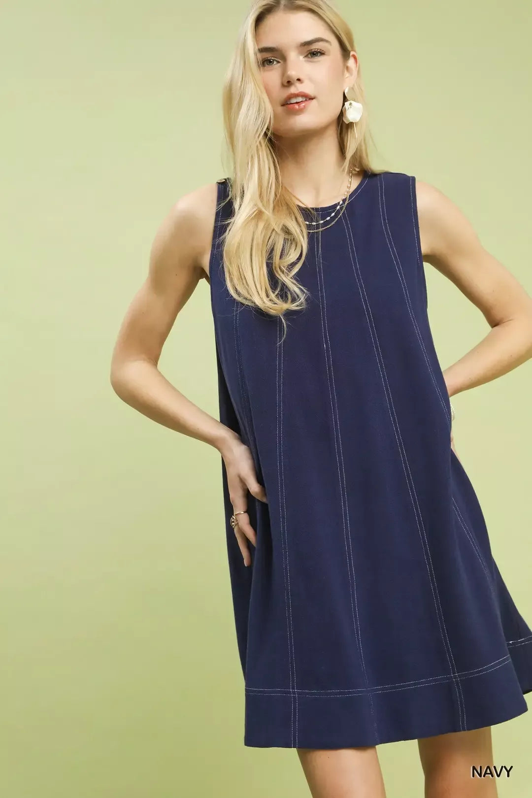 Linen Sleeveless Swing Dress