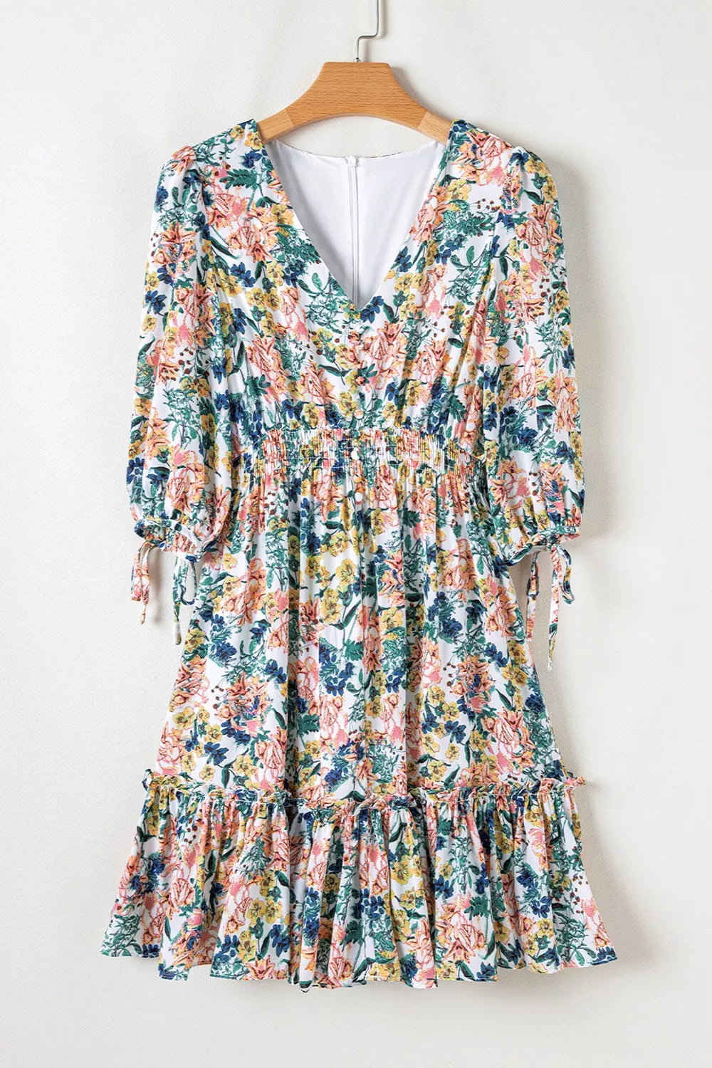Floral Print Ruffle Hem Mini Dress