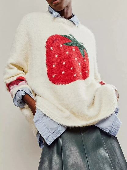 Fruit Round Neck Long Sleeve Sweater - Detail View 5