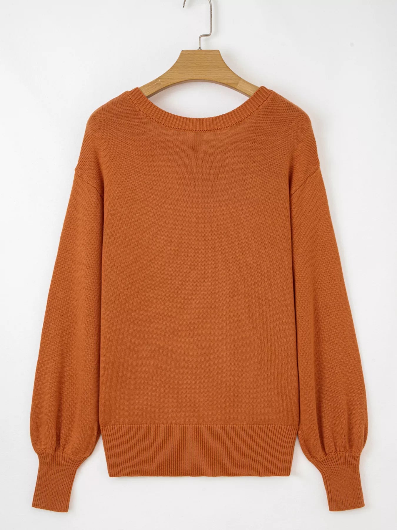 Rust Knit Sweater with Back Tie Detail
