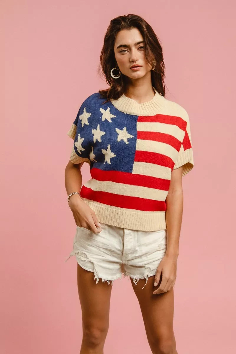 American Flag Sleeveless Sweater
