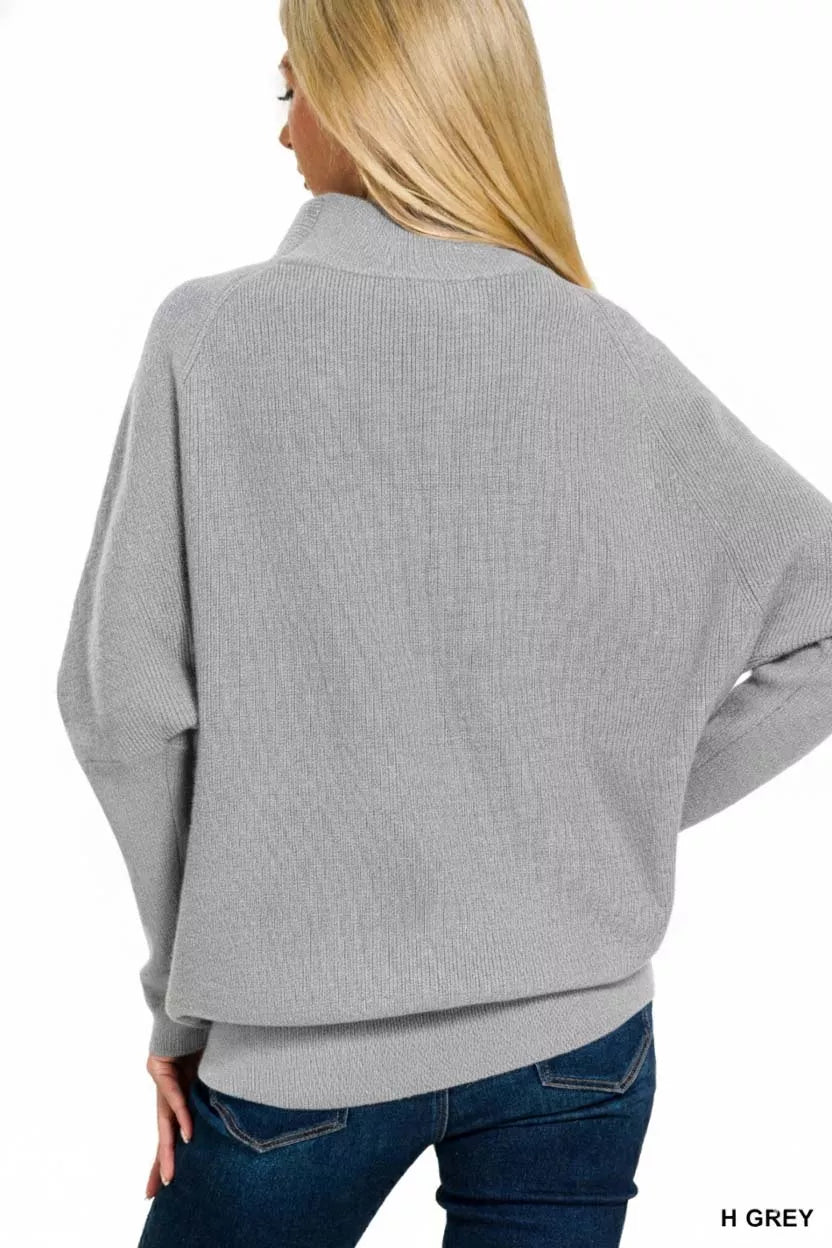 Dolman Sleeve Mock Neck Sweater