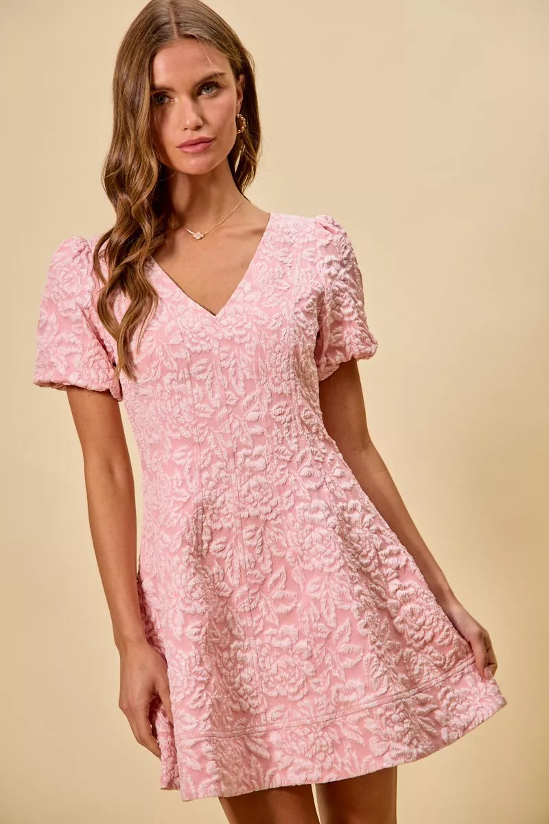 Floral Jacquard Fit And Flare Mini Dress - Detail View 6