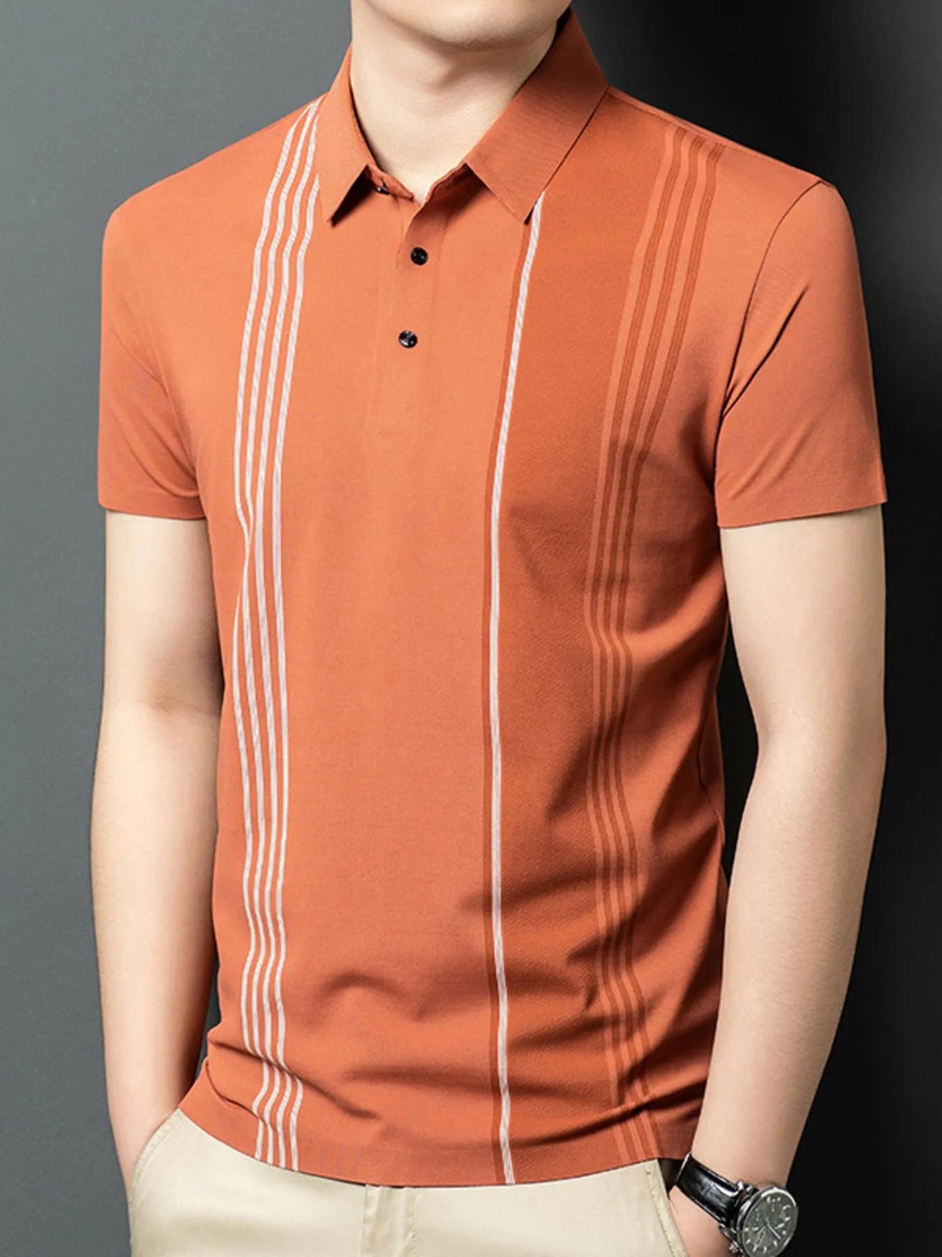 Men's Contrast Stripe Short Sleeve Polo