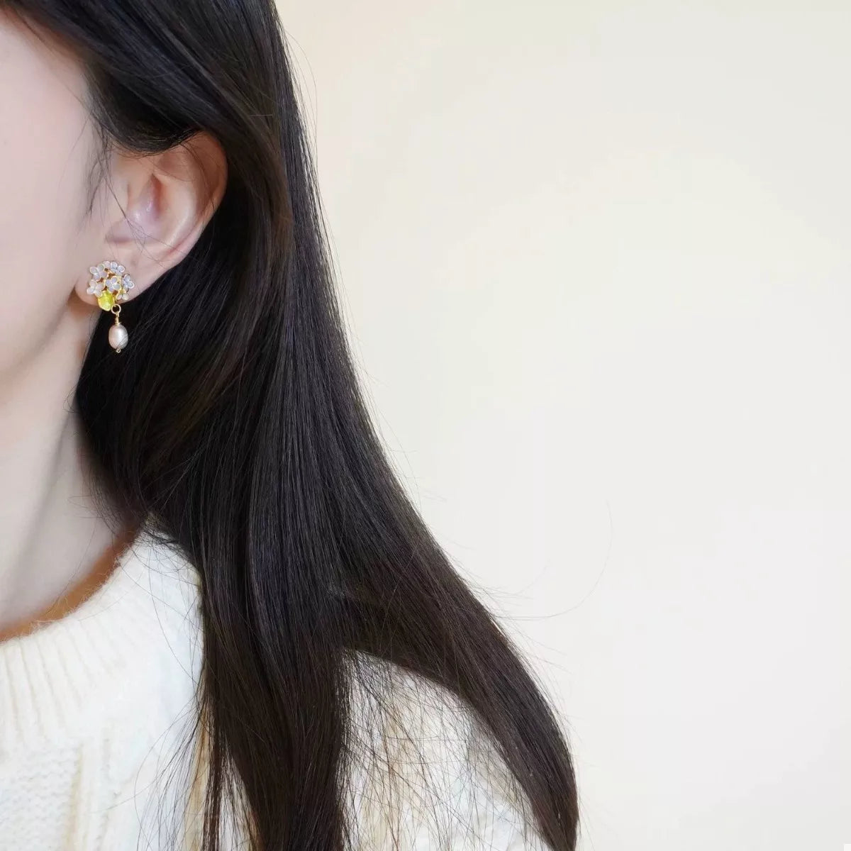 Flower Pearl Drop Earrings