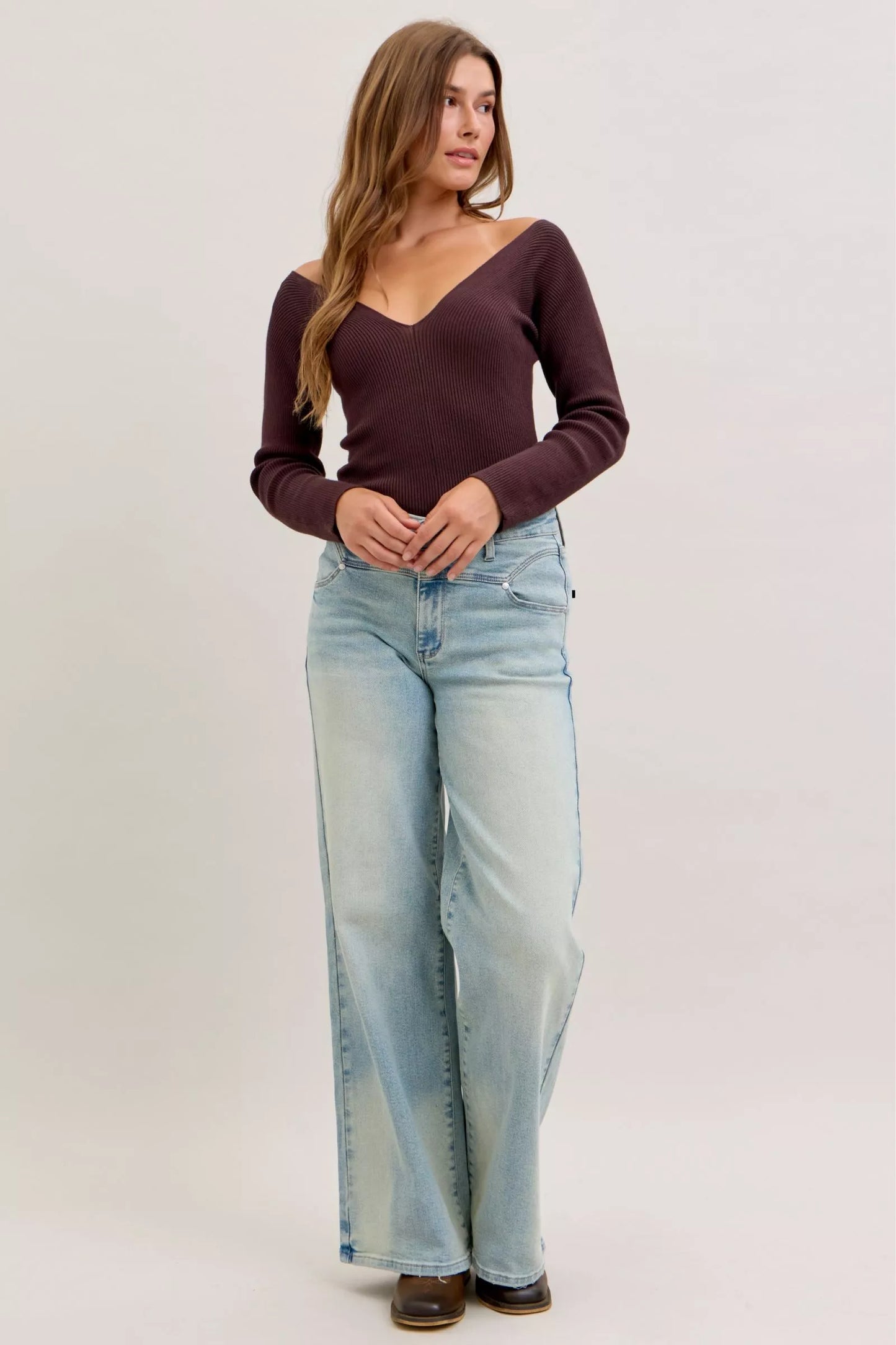 High Waist Column Straight Jeans