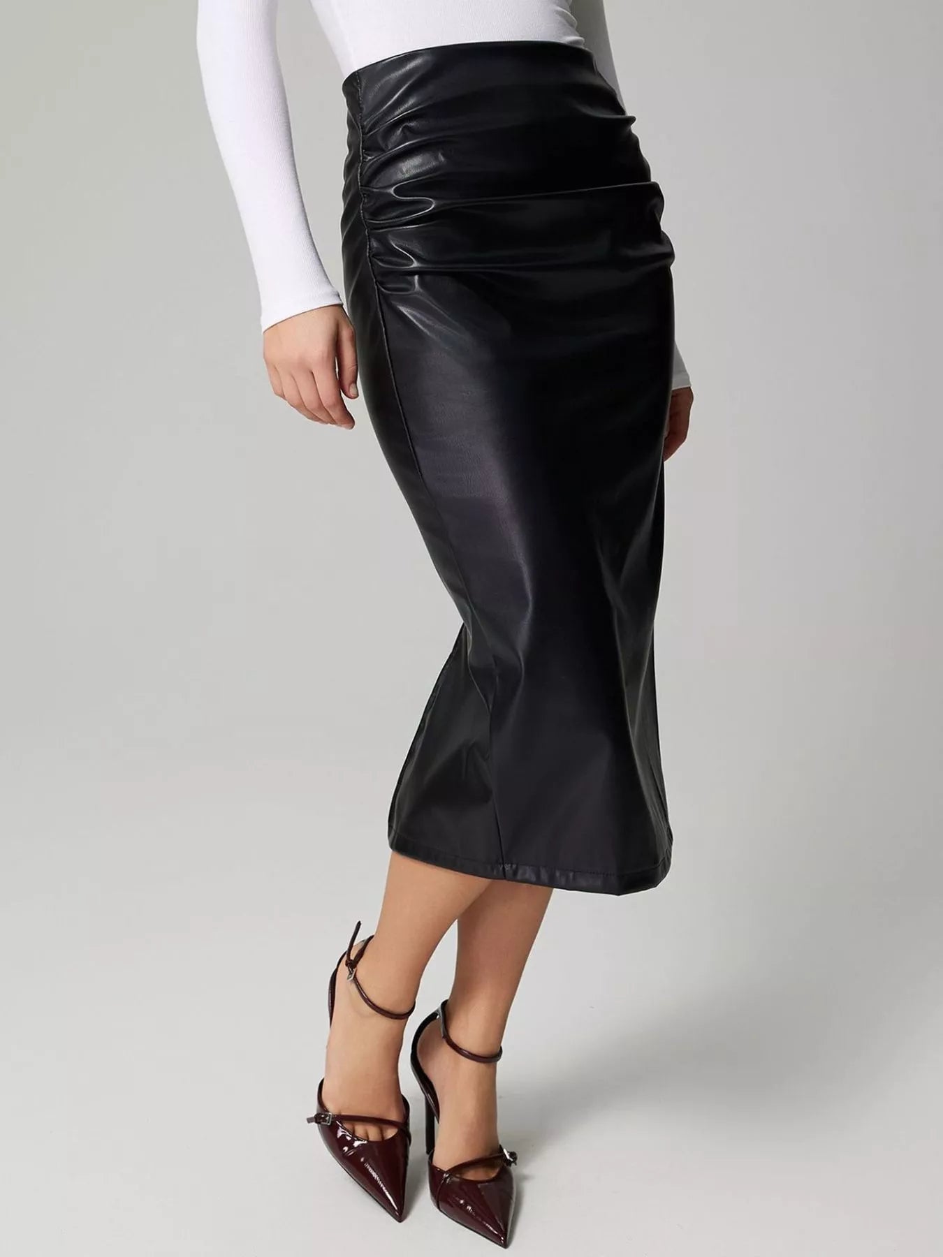 High-waisted Vegan Leather Skirt