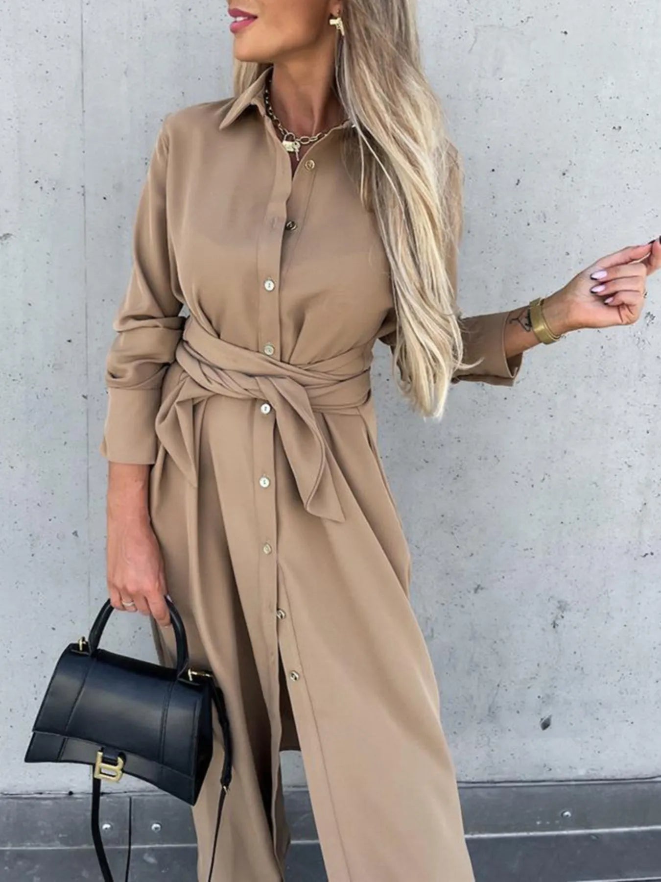 Hadley Long Sleeve Belted Shirt Dress
